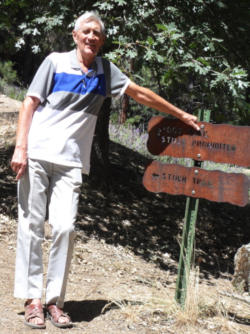 Ron and and Old Style Trail Sign